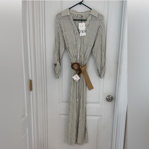 Zara Long Sleeve Striped Dress with Belt